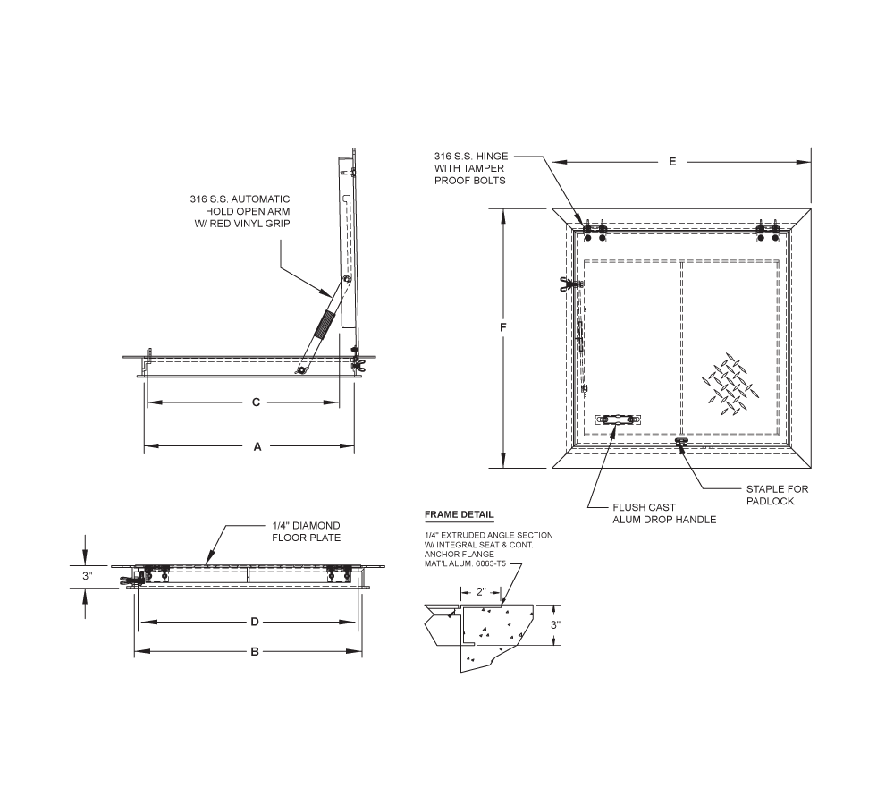 Acudor FA-300 30" x 30" Floor Door - Aluminum Angle Frame