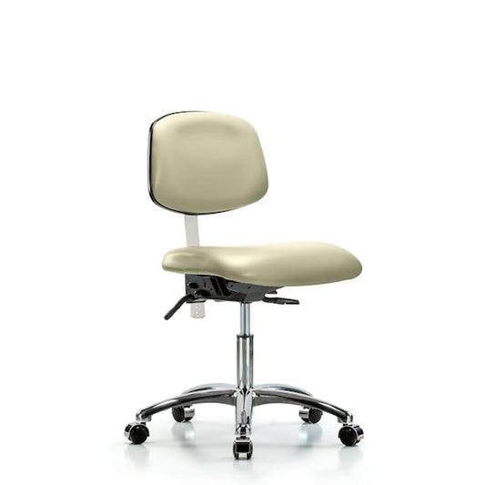 Blue Ridge Ergonomics NCR-VDHCH-CR-T0-A0-CC-8501 Class 100 Vinyl Clean Room Chair - Desk Height with Casters in Adobe White Trailblazer™ Vinyl