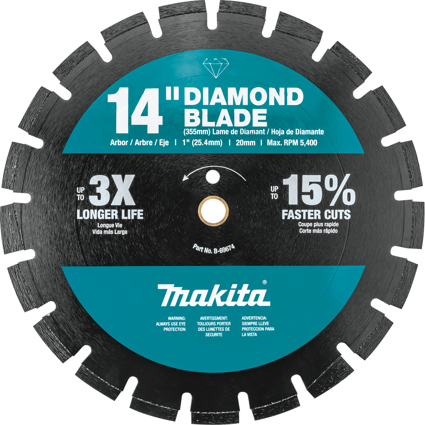 Makita B-69674 14" Diamond Blade, Segmented, Dual Purpose