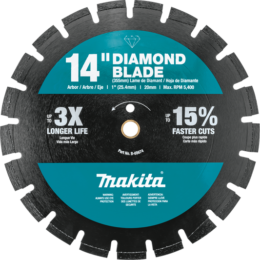 Makita B-69674 14" Diamond Blade, Segmented, Dual Purpose