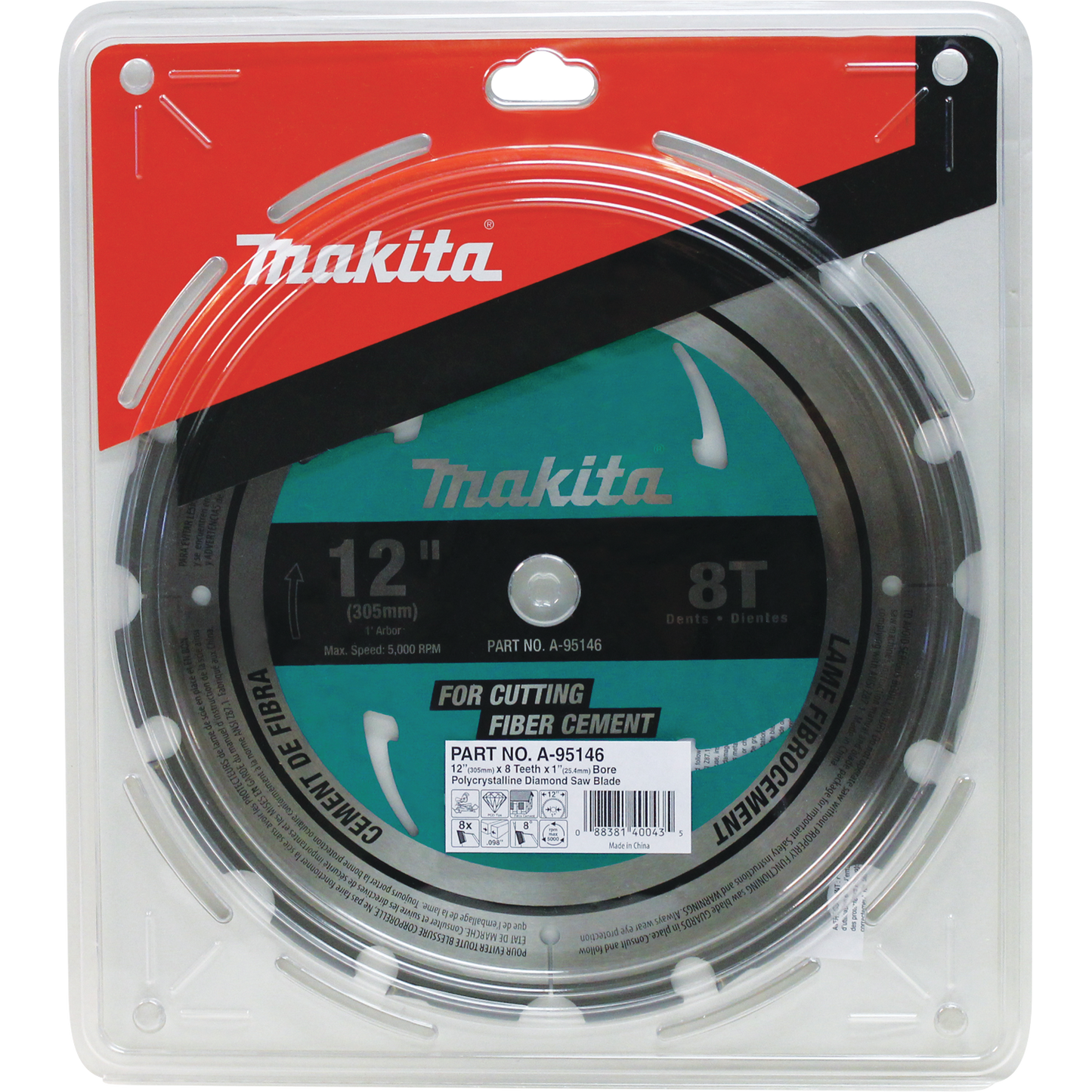 Makita A-95146 12" 8T PCD Miter Saw Blade, Fiber Cement