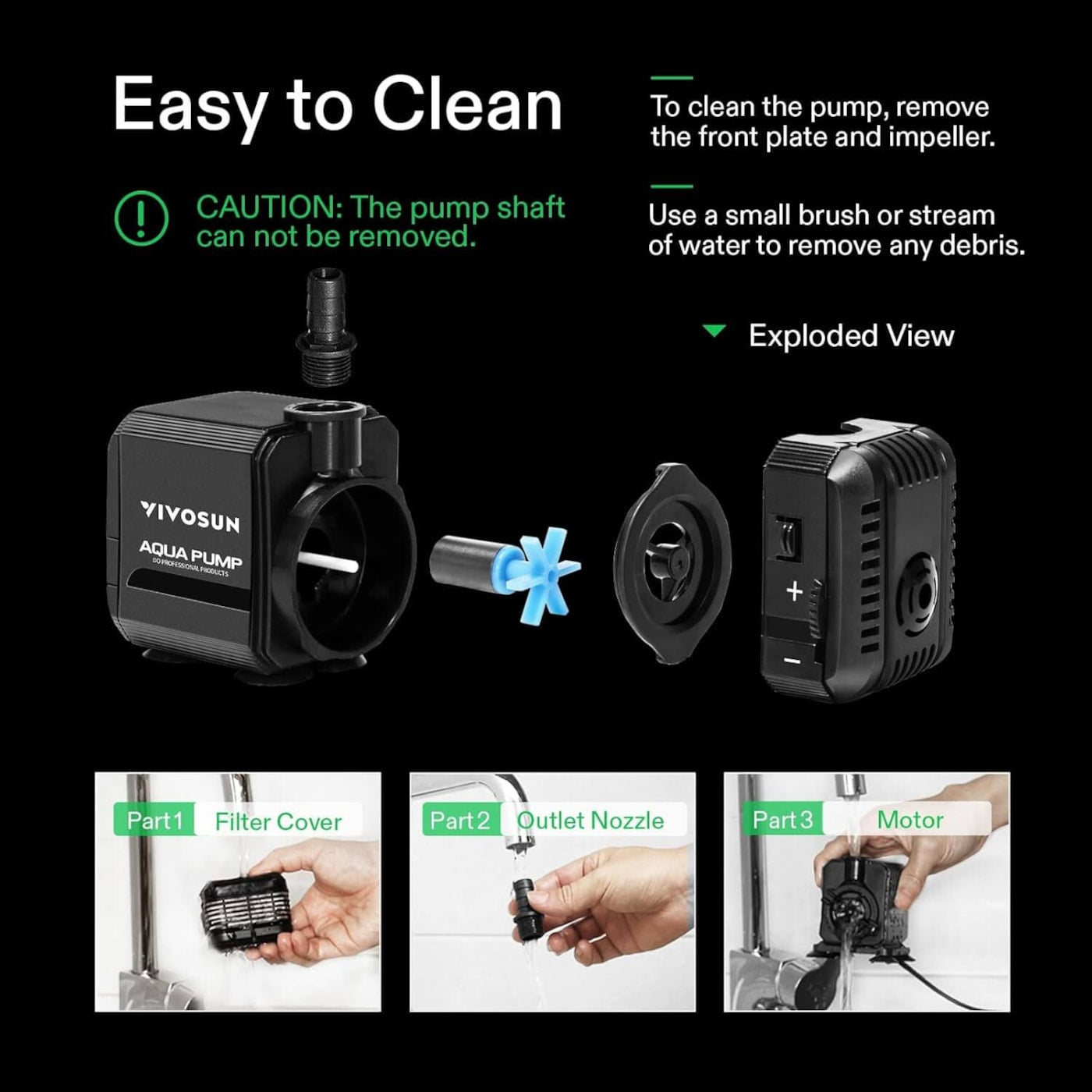 Vivosun 130GPH Submersible Pump(500L/H, 6W)