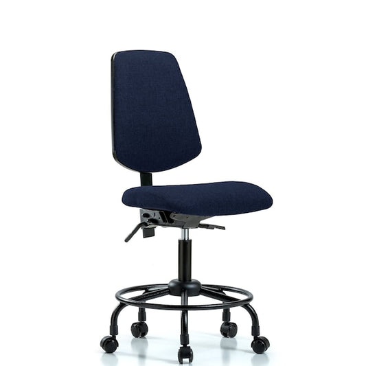 Blue Ridge Ergonomics FDHCH-MB-RT-T0-A1-RC-F45 Rutledge Fabric Chair - Desk Height with Round Tube Base, Medium Back, Adjustable Arms, & Casters in Navy Fabric