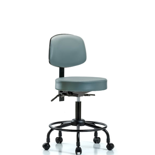 Blue Ridge Ergonomics VDHST-RT-T0-RC-8822 Rutledge Vinyl Stool with Back - Desk Height with Round Tube Base & Casters in Storm Supernova™ Vinyl