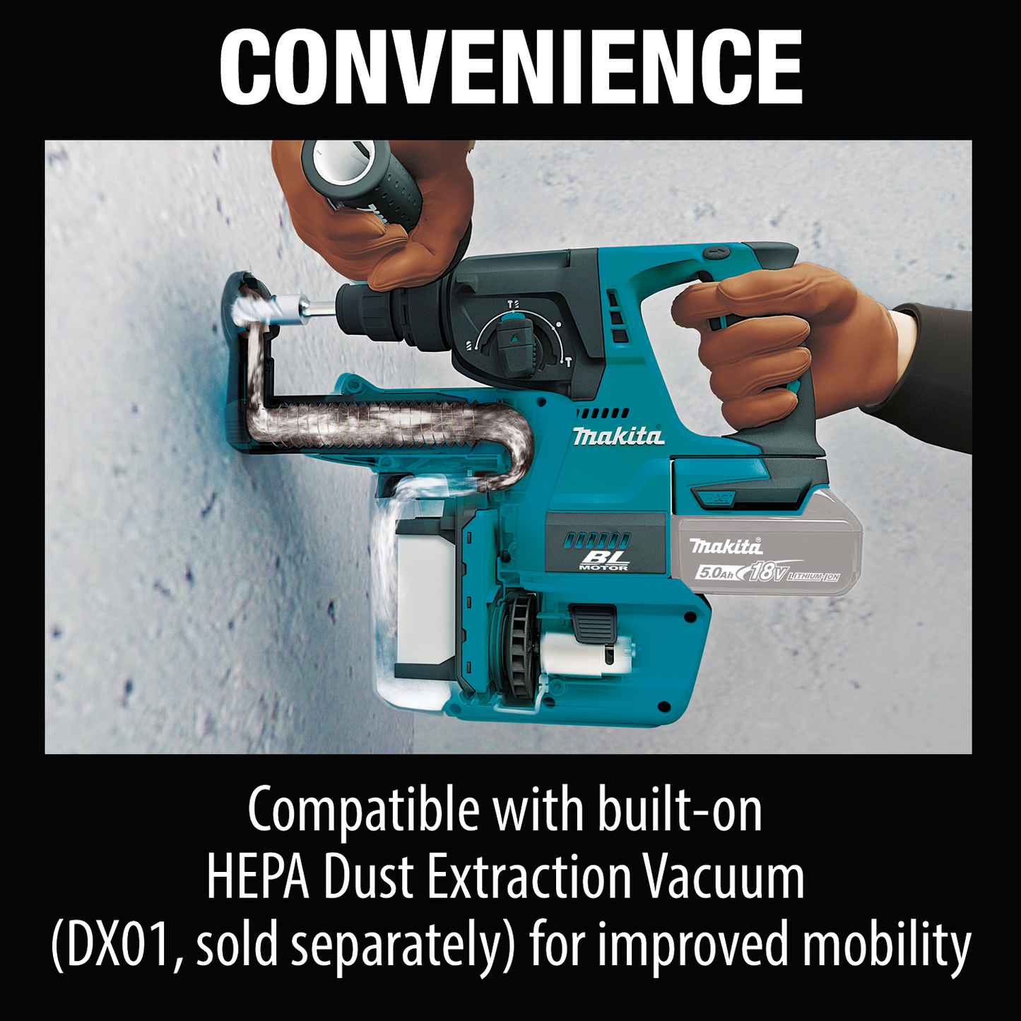 Makita XRH01Z 18V Lxt® Lithiumion Brushless Cordless 1" Rotary Hammer, Accepts Sdsplus Bits, Tool Only