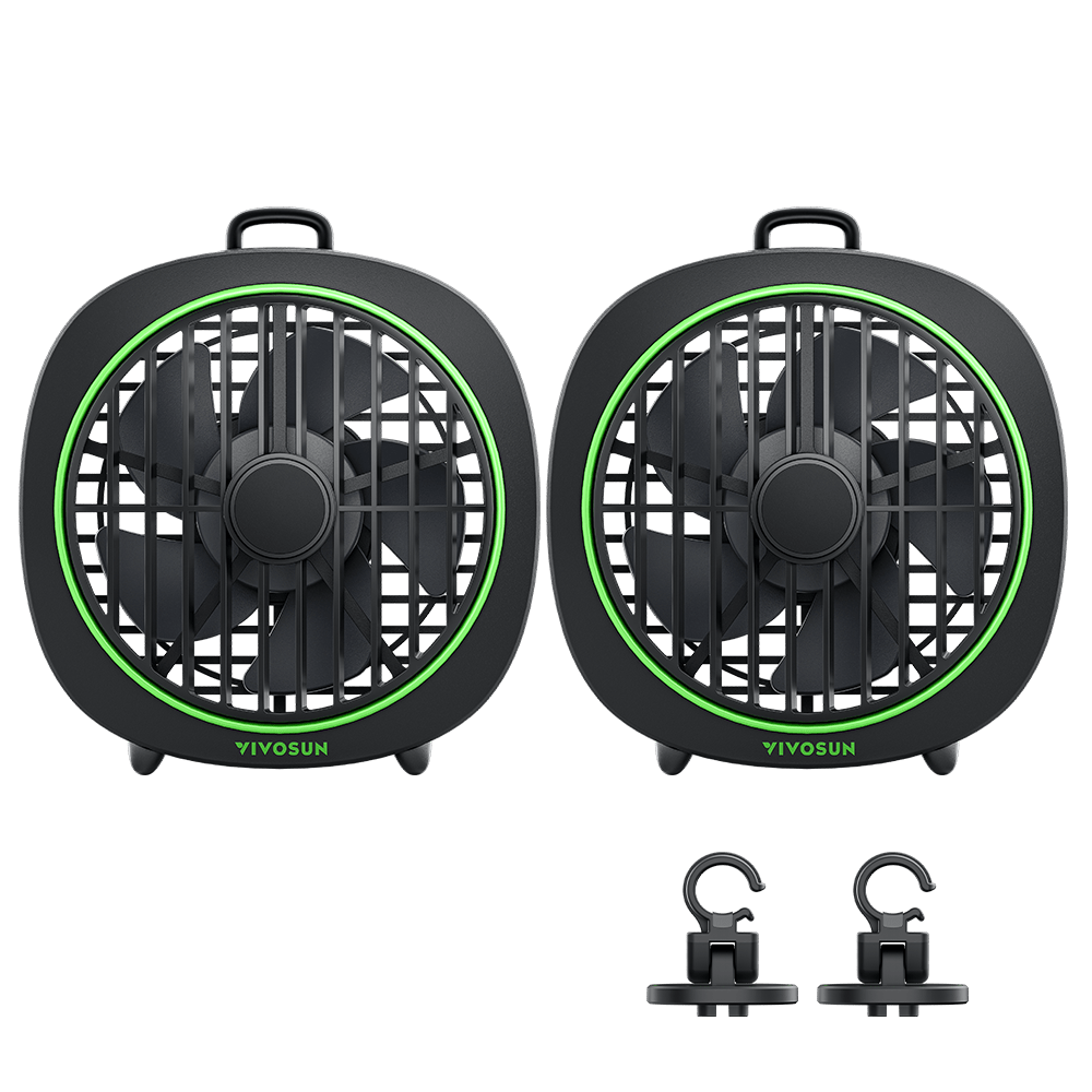 Vivosun AeroWave D4, 4” Grow Tent Clip Fan with Detachable Hook, Black, 2 Pack