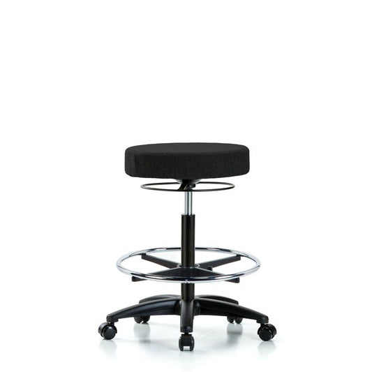 Blue Ridge Ergonomics FHBSO-RG-CF-RC-F42 Rutledge Fabric Stool without Back - High Bench Height with Chrome Foot Ring & Casters in Black Fabric