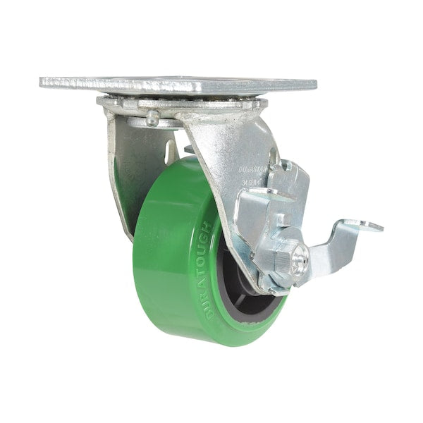 Vestil CST-F34-4X2DT-SWB Polyurethane Swivel With Brake Caster 4 In. Diameter x 2 In. Width 700 lb Green/Black