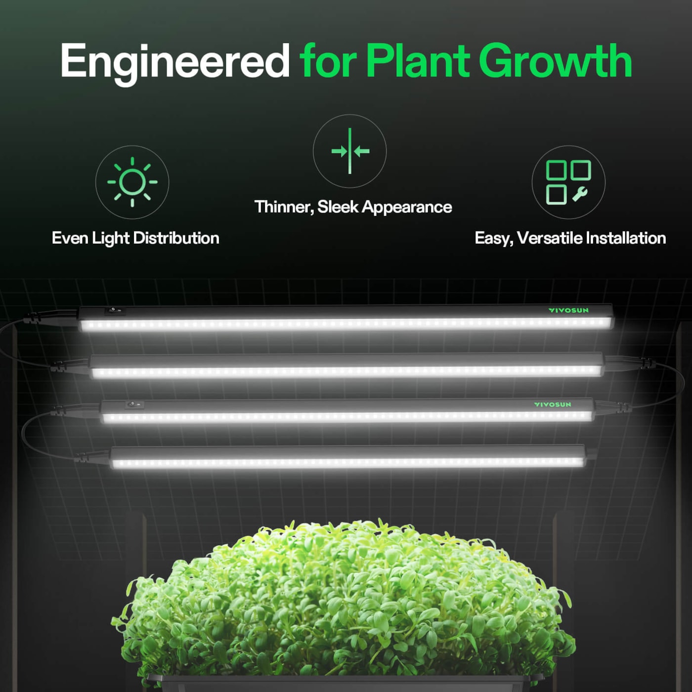 Vivosun T5 Grow Lights for Indoor Plants, 5000K Full Spectrum 120W (8 x 15W), 2FT LED Plant Light Strip with Timer & Dimming Controller for Seed Starting, 8-Pack