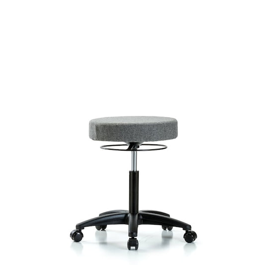 Blue Ridge Ergonomics FMBSO-RT-RC-F44 Rutledge Fabric Stool without Back - Medium Bench Height with Round Tube Base & Casters in Gray Fabric