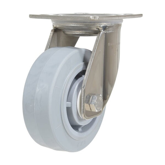 Vestil CST-E-SS-5X2TPR-S Thermoplastic Rubber Swivel Caster 5 In. Diameter x 2 In. Width 500 Lb. Capacity Gray
