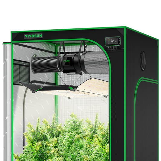 Vivosun Smart Grow Tent Kit GIY-SGS-44 4x4, 4-Plant Complete System, with WiFi E42A+ Controller, 400W AeroLight Wing LED Grow Light, 6-inch AeroZesh G6 Ventilation Combo