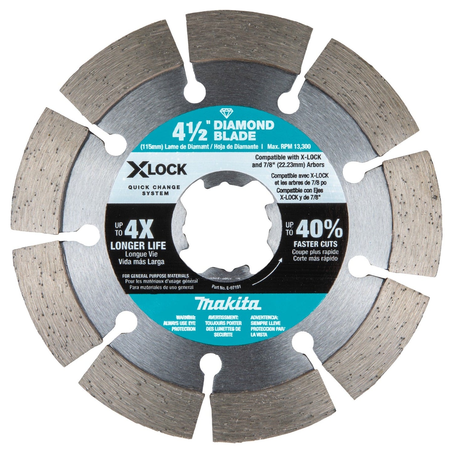 Makita E-12647 X‘LOCK 4‘1/2" Diamond Blade Variety Pack for Masonry Cutting, 3/pc