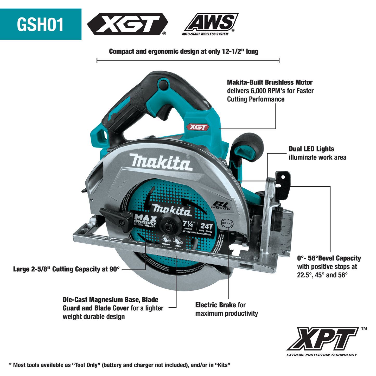 Makita GT400M1D1 40V max XGT® Brushless Cordless 4‘Pc. Combo Kit (2.5Ah/4.0Ah)