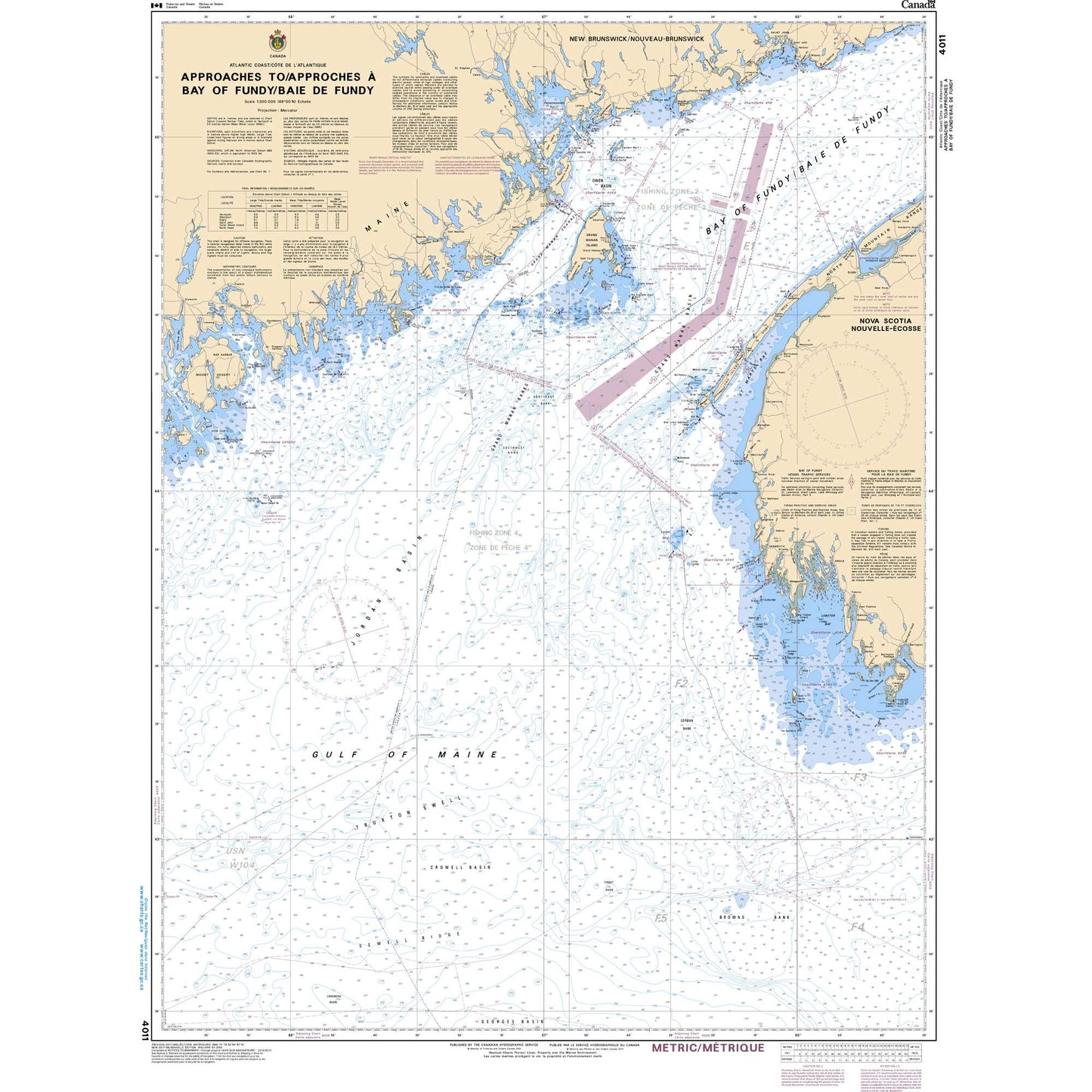 Paradise Clay CAN4011 CHS Chart Approaches to/Approches Bay of Fundy/Baie de Fundy
