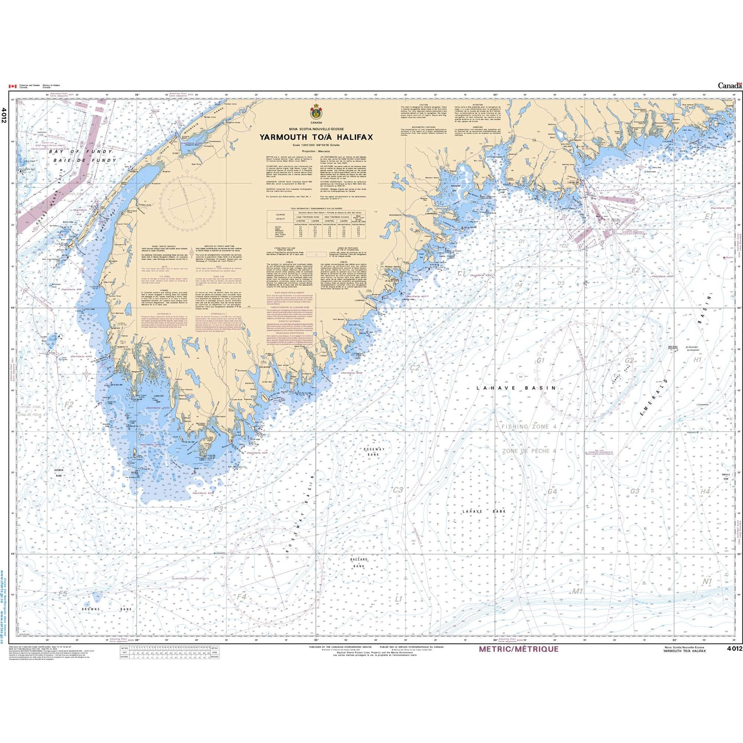 Paradise Clay CAN4012 CHS Chart Yarmouth to/ Halifax