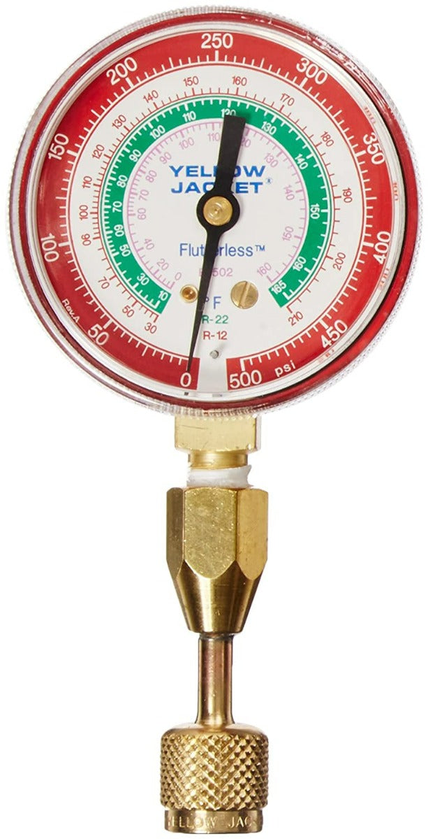 Yellow Jacket 40331 Red pressure Â°F; 0 500 psi; Single Test Gauge R-12/22/502