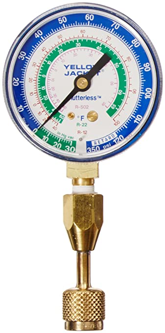 Yellow Jacket 40332 Blue compound Â°F; 0 350 psi; Single Test Gauge R-12/22/502