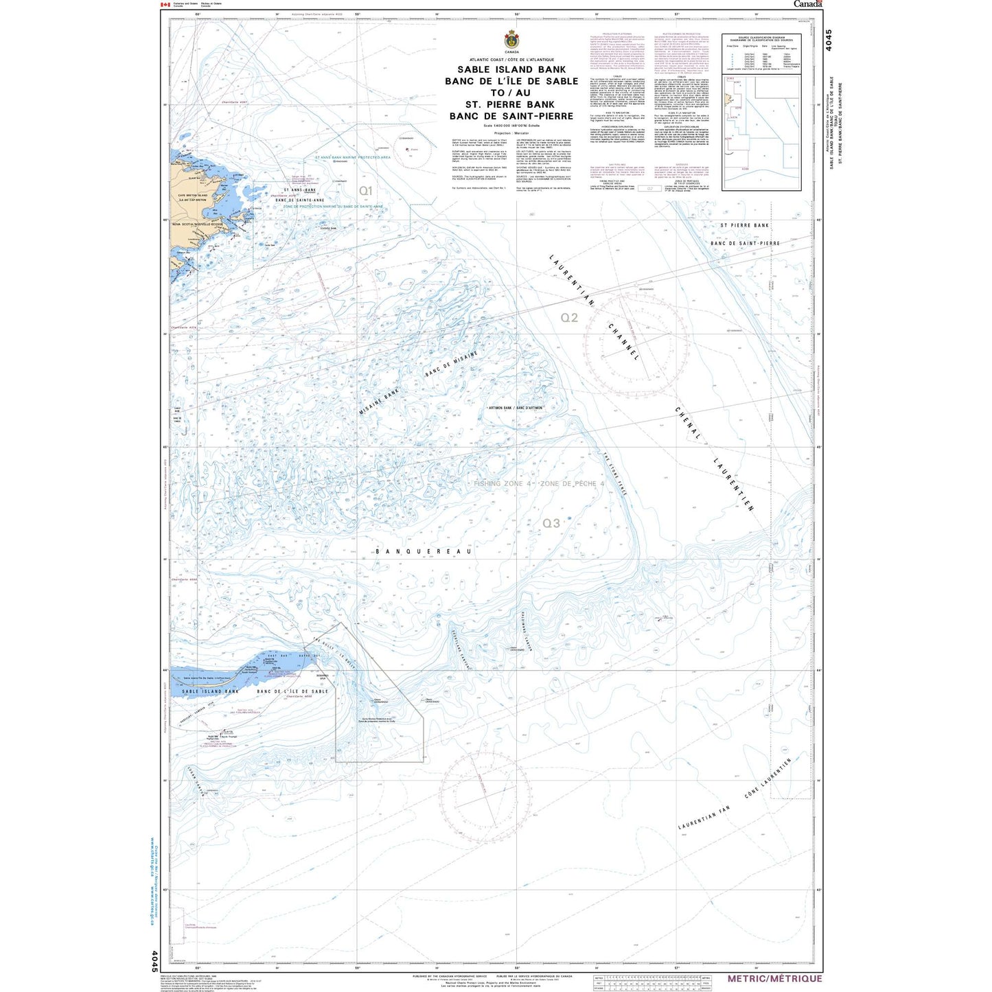 Paradise Clay CAN4045 CHS Chart Sable Island Bank/Banc de I'Île de Sable to/au St. Pierre Bank/Banc de Saint Pierre