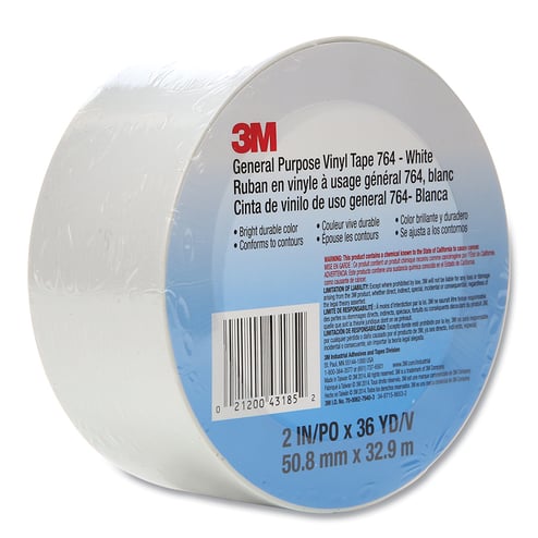3M™ 021200-43185 3M General Purpose Wht Vinyl Tape  2"X36Yd (1 RL)