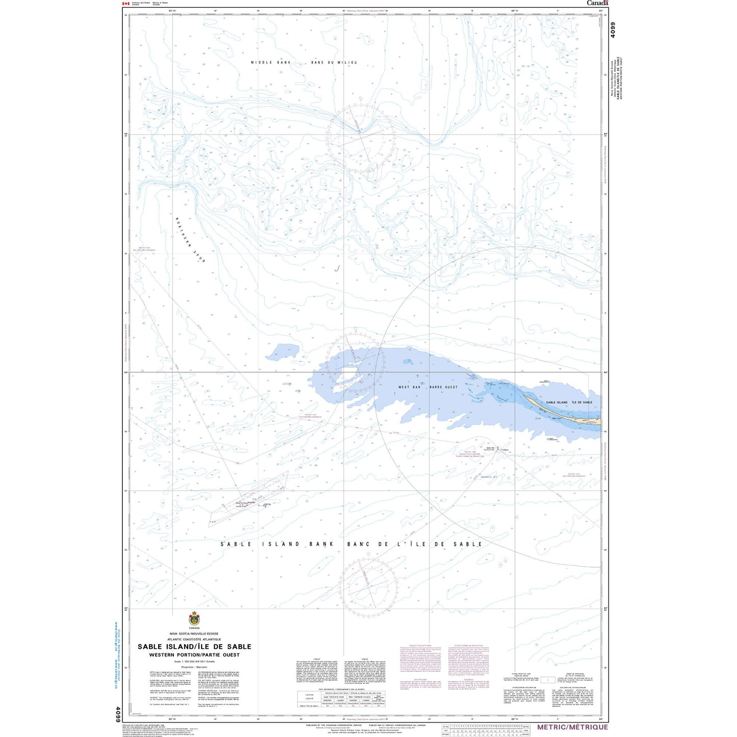 Paradise Clay CAN4099 CHS Chart Sable Island/Île de Sable, Western Portion/Partie Ouest