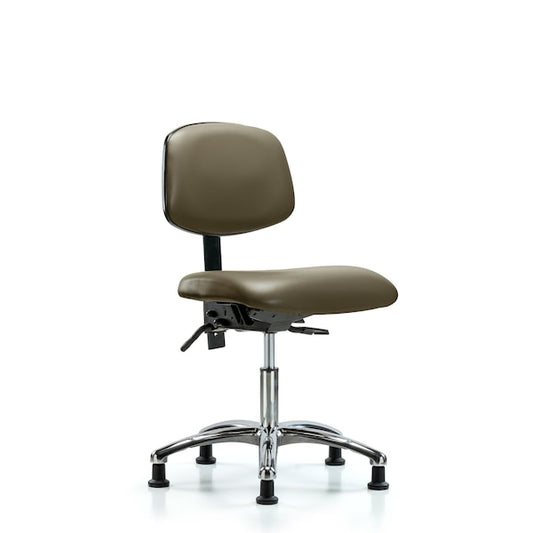 Blue Ridge Ergonomics VDHCH-CR-T1-A0-RG-8809 Rutledge Vinyl Chair Chrome - Desk Height with Seat Tilt & Stationary Glides in Taupe Supernova™ Vinyl