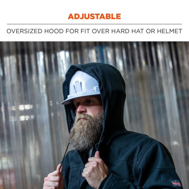 Ergodyne 41234 N-Ferno 6468 Heavy-Duty Duck Canvas Work Jacket - Sherpa Lined, Water Resistant L (Black)