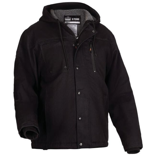 Ergodyne 41237 N-Ferno 6468 Heavy-Duty Duck Canvas Work Jacket - Sherpa Lined, Water Resistant 3XL (Black)