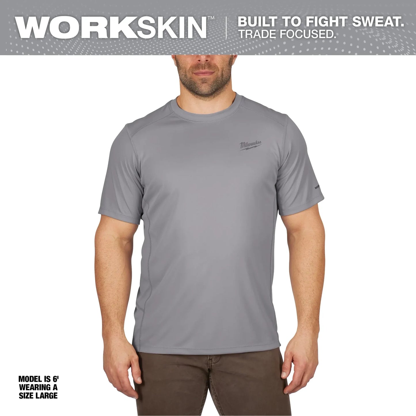 Milwaukee Tool 414G-XL Gray WORKSKIN Lightweight Performance Shirt - Short Sleeve (XL), 1 EA