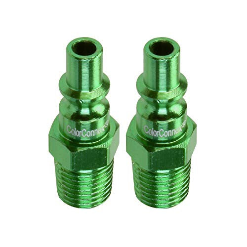 ColorConnex A71440B-2PK Plug, Type B, 1/4" Body, 1/4" MNPT, Green, 2-Pack