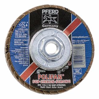 PFERD 62952 4-1/2 X 5/8-11 Polifan Sgp-Strong Zirkon 50