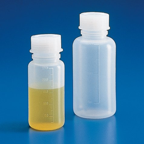 Globe Scientific 600409 Bottle with Screwcap Wide Mouth Round Graduated LDPE (Cap PP) 100mL