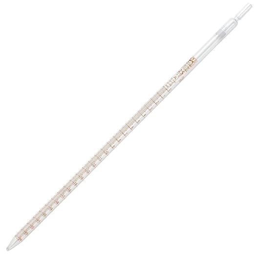Globe Scientific 8500025 Pipette Serological Globe Glass Reusable 25mL Class A To Deliver (TD) 0.1 Graduations White Band 6/Box