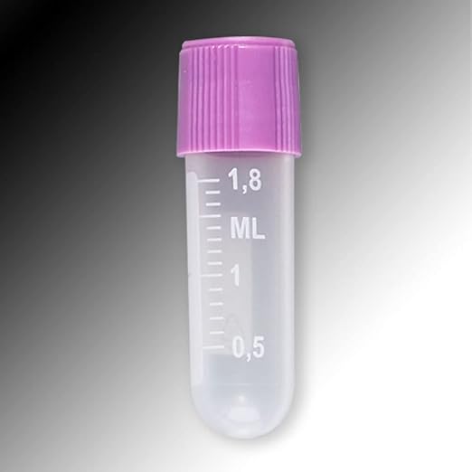 Globe Scientific 6051 Sample Tube 2mL External Threads PP White Graduations & Marking Area Round Bottom