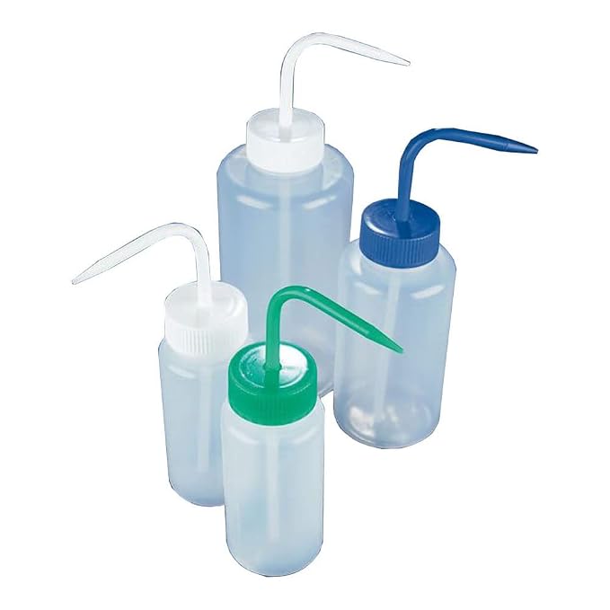 Globe Scientific WGW235P Wash bottle wide mouth 500mL LDPE round blue screwcap