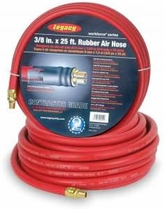 Workforce HRE3825RD2 Air Hose, 3/8" x 25', 1/4" Fittings, Red, Rubber