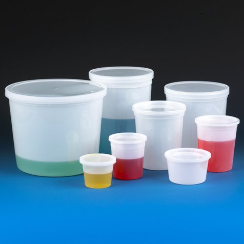 Globe Scientific 271016 Container Multi-Purpose PE Economy Style 16oz (480mL) Separate Snap Lid Natural