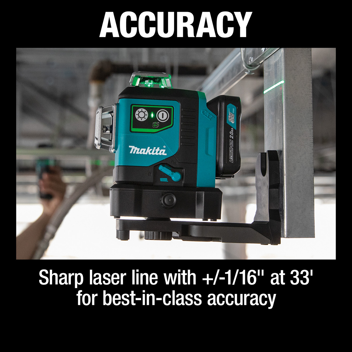 Makita SK700GDNAJ 12V max CXT® Lithium‘Ion Cordless Self‘Leveling 360° 3‘Plane Green Laser Kit (2.0Ah)