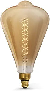 Feit Electric ST52/S/820/LED 6.5W (60W Replacement) ST52 E26 Dimmable Spiral Filament Amber Glass Vintage Edison LED Light Bulb, Warm Light