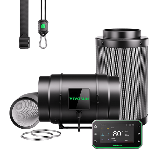 Vivosun Smart Air Filtration PRO G8 Kit 8", AeroZesh G8 Inline Duct Fan w/GrowHub E42A+ Temperature Humidity WiFi-Controller, Carbon Filter & Ducting, Cooling & Ventilation for Grow Tent, Hydroponics