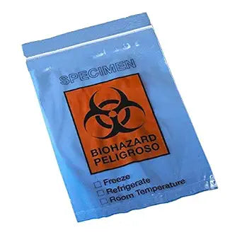 Globe Scientific 4919 Bag Biohazard Specimen Transport 6" x 9" Ziplock with Document Pouch 100/Pack 10 Packs/Unit