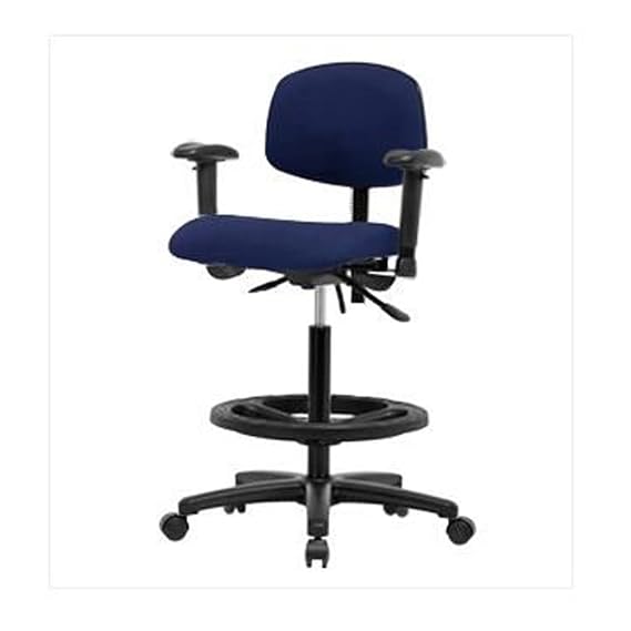 Blue Ridge Ergonomics FHBCH-RG-T1-A1-BF-RC-F42 Rutledge Fabric Chair - High Bench Height with Seat Tilt, Adjustable Arms, Black Foot Ring, & Casters in Black Fabric