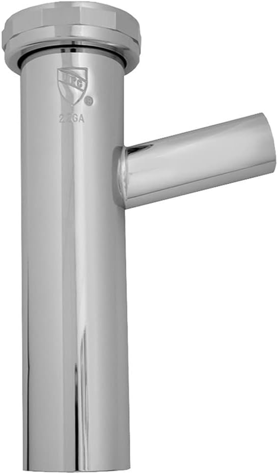 Jones Stephens P38148 1-1/2" x 8" Chrome Plated Brass Direct Connect Dishwasher Tailpiece with 1/2" Branch 22 Gauge