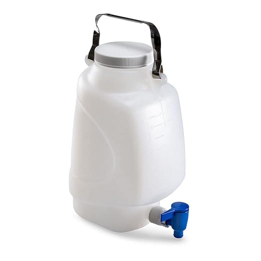 Globe Scientific 7300005 Carboy Rectangular with Spigot and Handle PP White PP Screwcap 5 Liter Molded Graduations Autoclavable