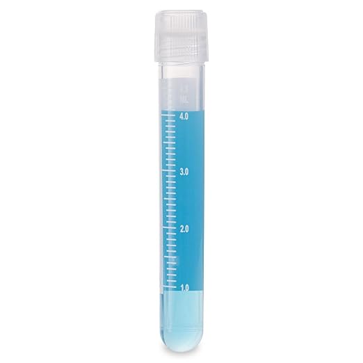 Globe Scientific 3032-5 Cryogenic Vials 5.0ml Sterile External Threads Attached Screwcap with O-ring seal RB SS PG WS