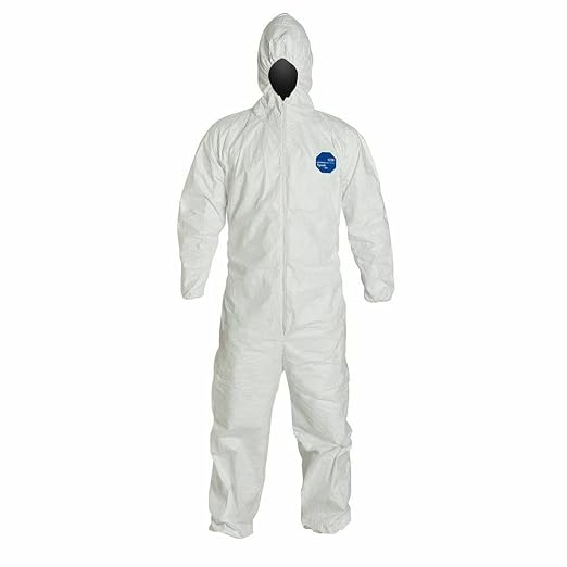 MCR Safety TY127SL DuPont™ Tyvek® Coverall with Zipper Front Elastic Sleeves and Ankles Attached Hood (1 CS)