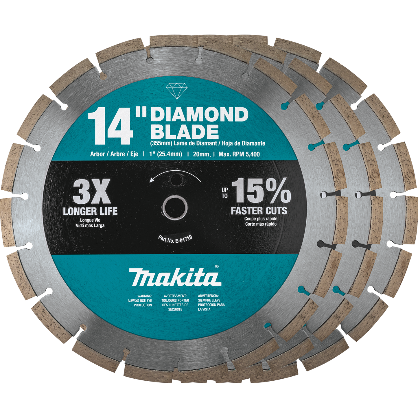 Makita B-69646 14" Diamond Blade, Segmented, General Purpose, Contractor 3/pk