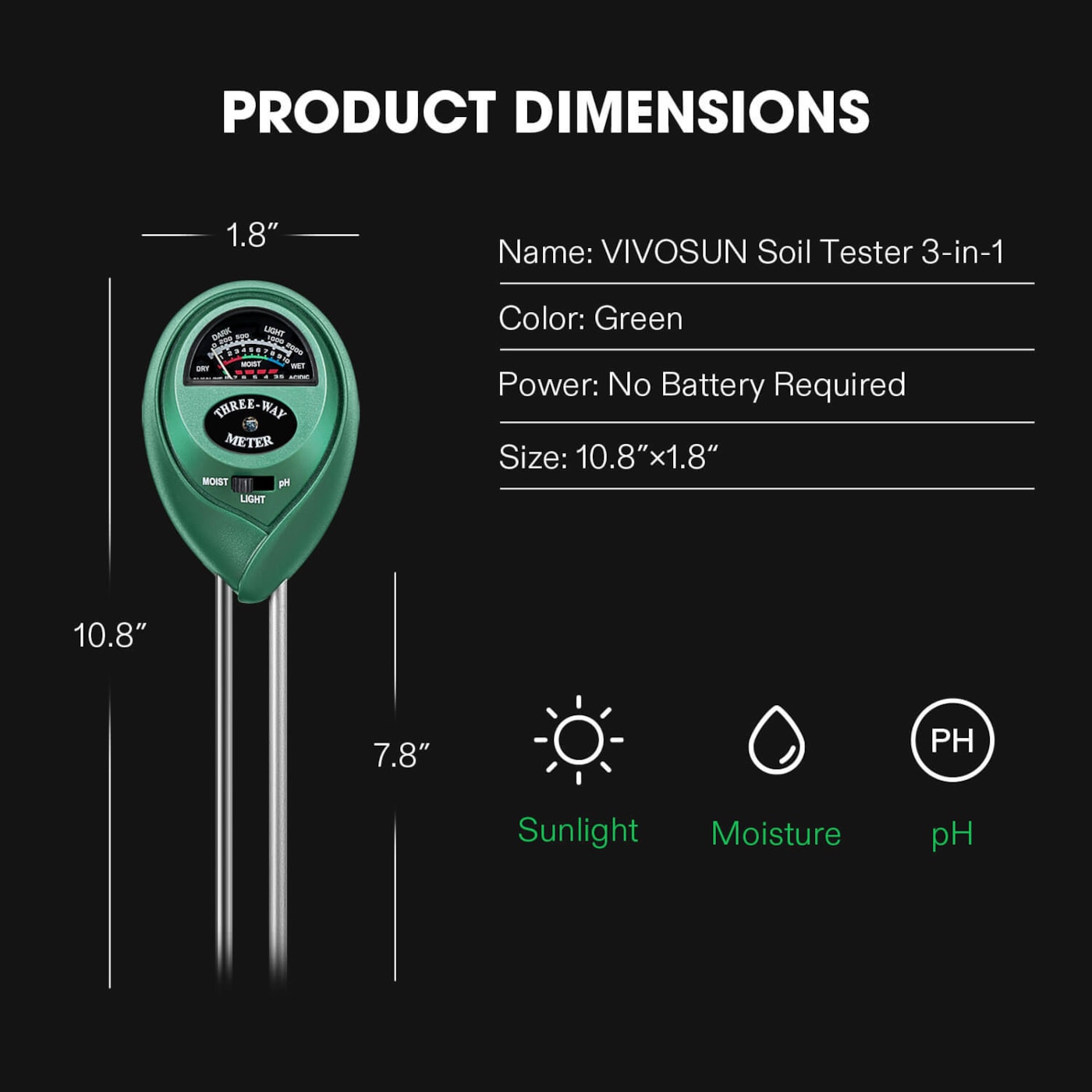 Vivosun 3-in-1 Soil Tester