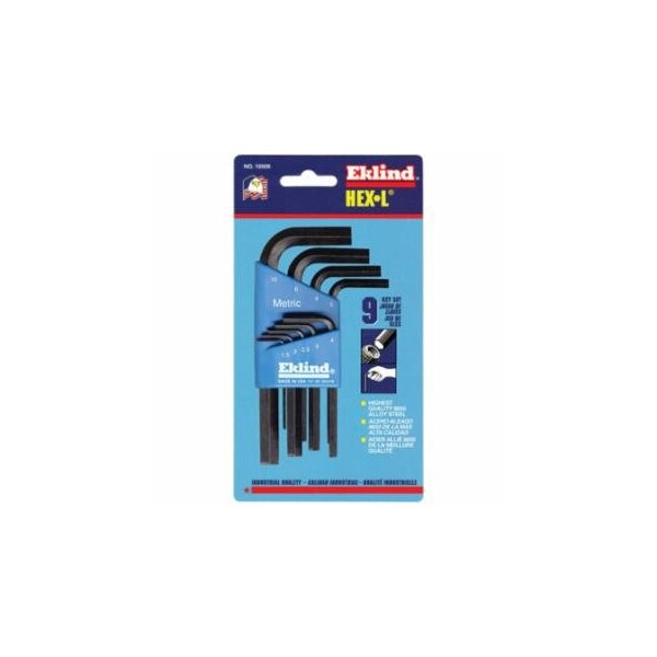 EKLIND TOOL 10509 9Pc. Metric L-Wrench Hexkey Set Short Arm