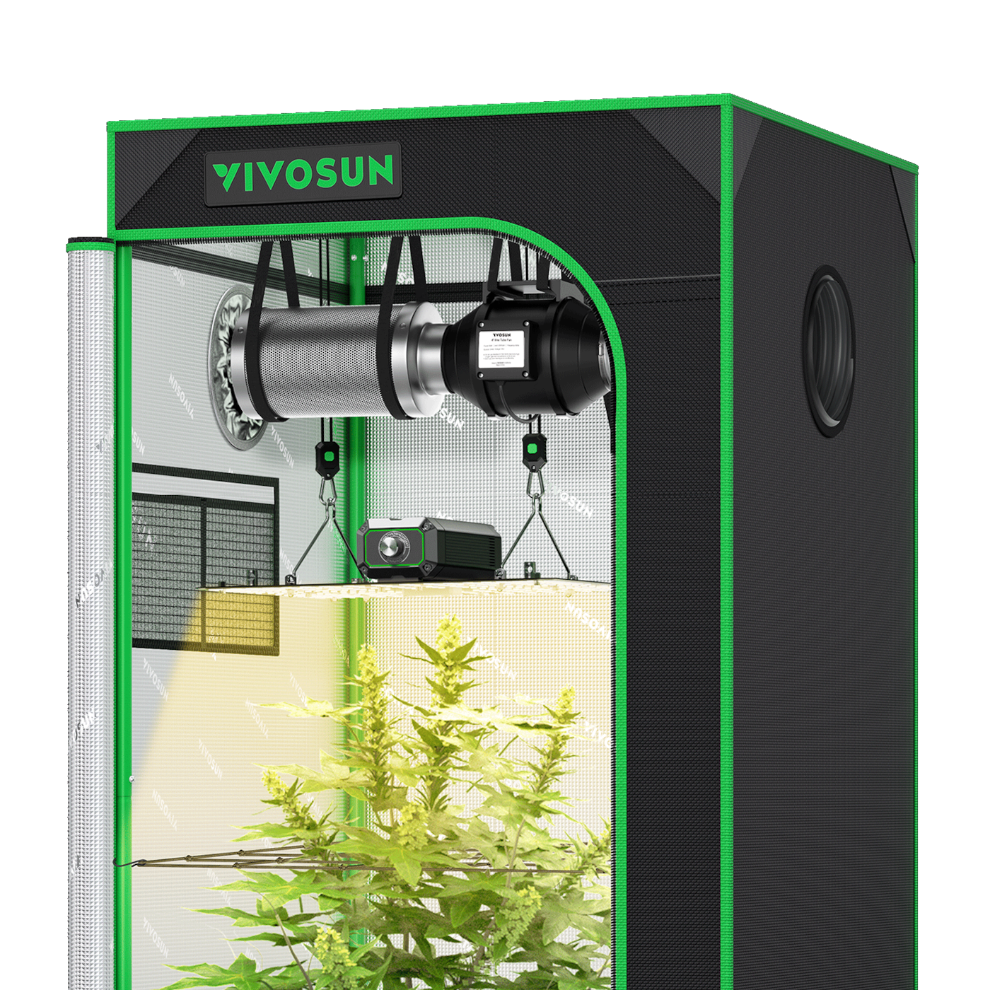 Vivosun Starter Grow Tent Kit, 2 × 2ft 1-Plant System, WiFi-Controlled Grow System with Full Spectrum LED Grow Light, Automatic Ventilation, GrowHub Outlet A22 with Temperature and Humidity Sensor